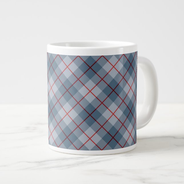 Grande Tasse Bleu-rouge de la bande de plaid (Devant droit)