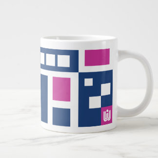 Grande Tasse Blocs amusants violets et bleus géométriques
