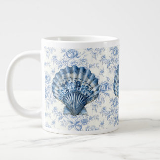 Grande Tasse Blue Chinoiserie Shell Jumbo Ceramic Mug