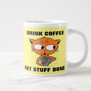 Grande Tasse BOIRE DU CAFÉ FAIRE DES CHOSES Cute Cat