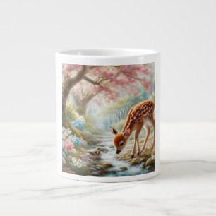 Grande Tasse Bois de printemps avec canard et faon/cerf