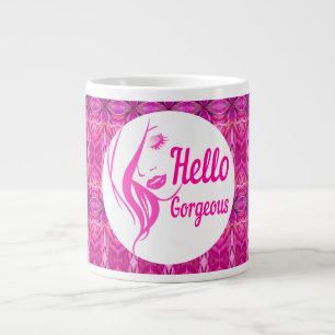Grande Tasse Bonjour Magnifique Jolie Dame Visage Typographie