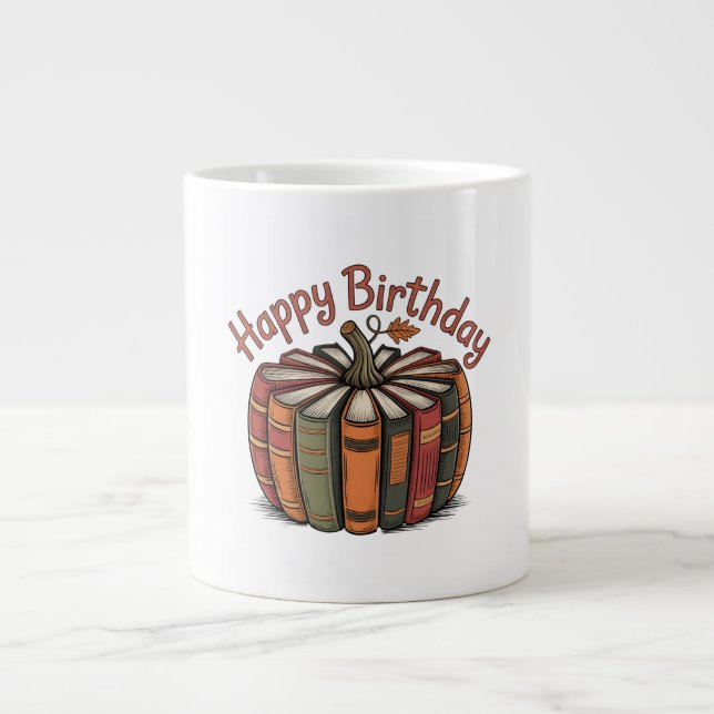 Grande Tasse Book Pumpkin Happy Birthday (Devant)