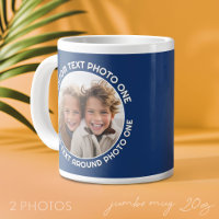Bordure Navy avec 2 Photos - Texte autour d'un Cer