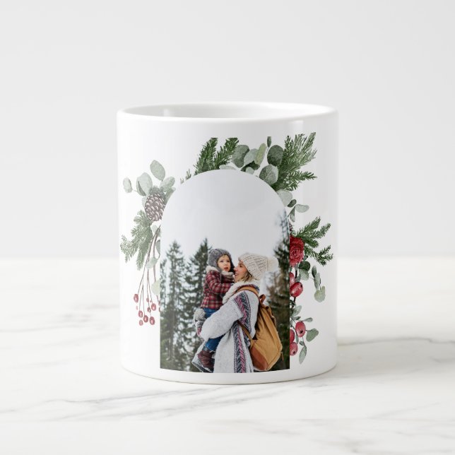 Grande Tasse Botanique d'hiver Trois photos et nom Noël (Devant)
