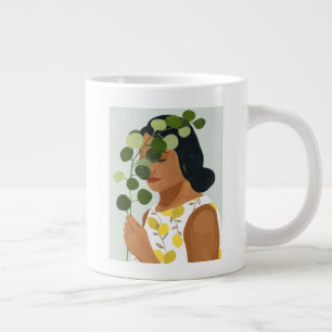 Grande Tasse Botany Portrait - Femme avec verdure