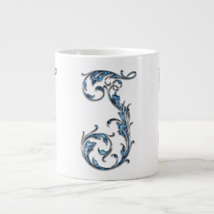 Grande Tasse Bouchon Diamant Bleu "J" Monogramme Spécialité Mug
