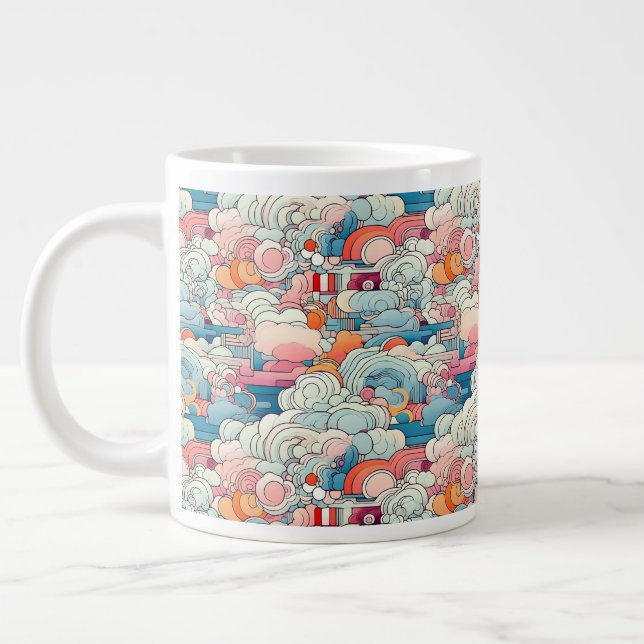 Grande Tasse Boue de spécialité Clouds Abstraits rose et bleu (Gauche)