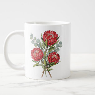 Grande Tasse Bouquet d'eau aquarelle de protée cramoisie