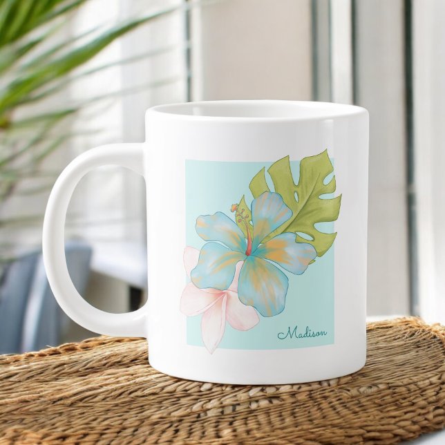 Grande Tasse Bouquet floral tropical Pastel avec n'importe quel (Créateur téléchargé)