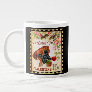 Grande Tasse Boxer Vintage Valentine Funny Chien avec Rose