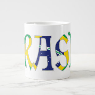 Grande Tasse Brasil en portugais en couleurs de drapeau