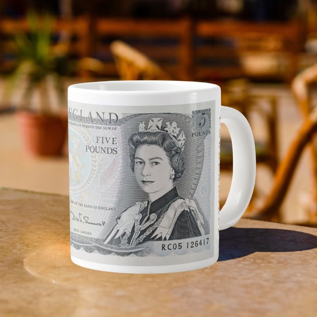 Grande Tasse British 1971 £5 Note Mug - Queen Elizabeth II (Créateur téléchargé)