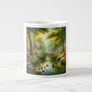 Grande Tasse Brook de printemps avec canards/fleurs