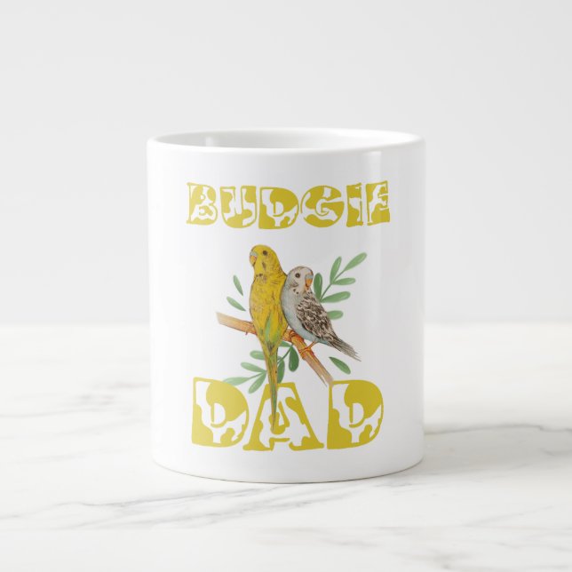 Grande Tasse Budgie papa rétro drôle amant perroquet propriétai (Devant)