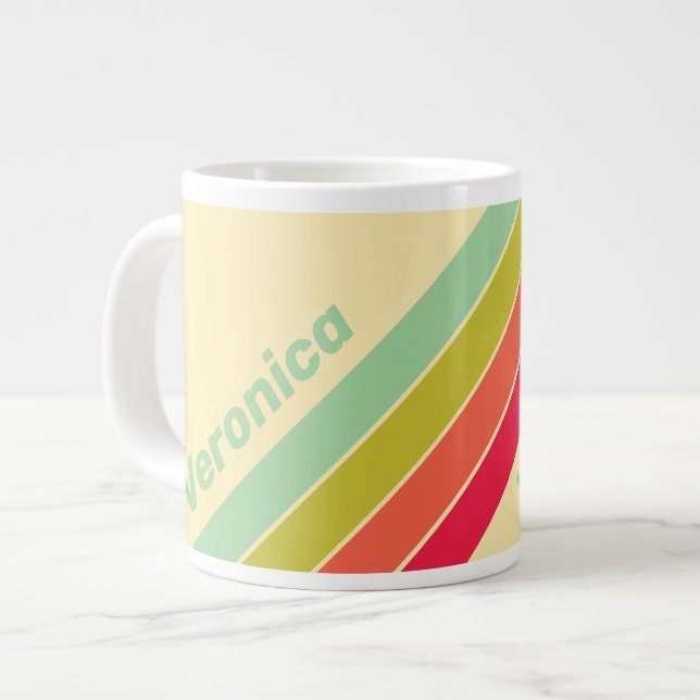 Grande Tasse Buttercream Whisper Stripes with Name (Devant gauche)