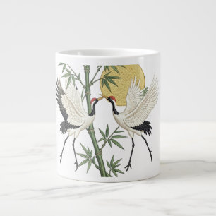 Grande Tasse Cadeau Broderie de Grue Japonaise Bambou Lever de