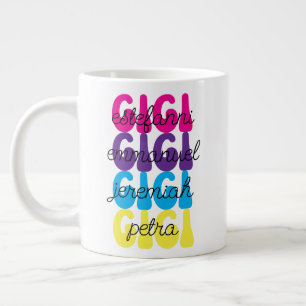 Grande Tasse Cadeau de fête des mères Gigi Retro Noms d'enfants