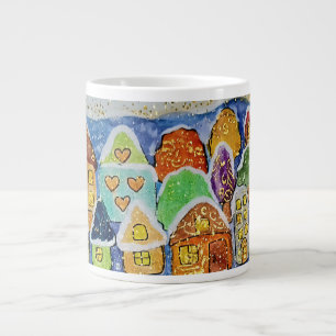 Grande Tasse Cadeau de Noël d'art populaire de village d'hiver