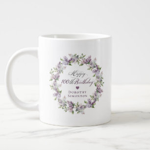 Grande Tasse Cadeau personnalisé 100e anniversaire Purple Lilac