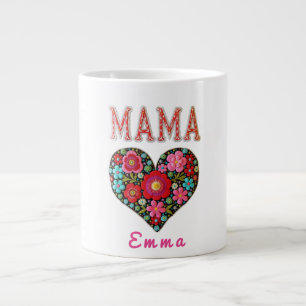 Grande Tasse Cadeau personnalisé Fleur de cœur de maman