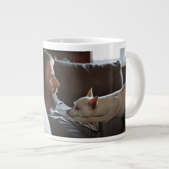 Grande Tasse Cadeau photo de père de chien personnalisé moderne (Devant droit)