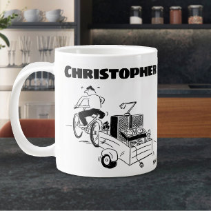 Grande Tasse Cadeau pour un Disquaire Mobile avec nom