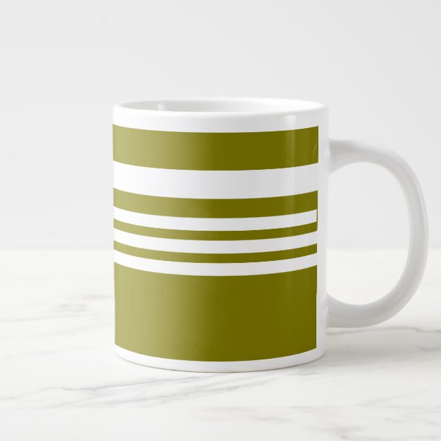 Grande Tasse Cadeau Rayures Olive + Blanc (Droite)