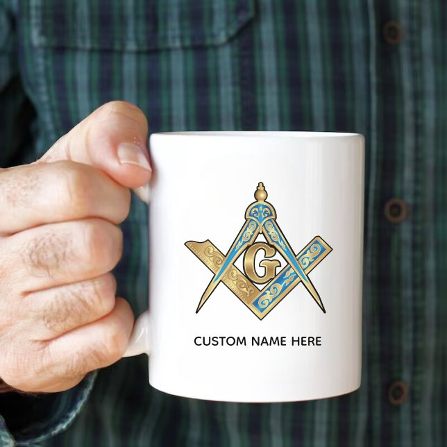 Grande Tasse Cadeaux Freemason uniques | Compass maçonnique or (Créateur téléchargé)