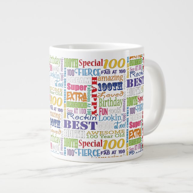 Grande Tasse Cadeaux spéciaux et uniques 100e fête d'anniversai (Devant droit)