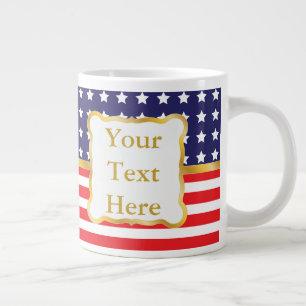 Grande Tasse Cadre doré sur fond patriotique
