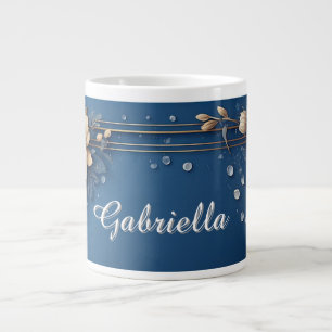Grande Tasse Cadre floral avec nom personnalisé