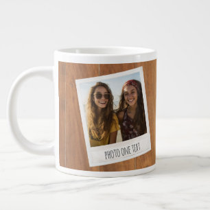 Grande Tasse Cadre Photo Rétro - 2 Photos sur Bois Rustique