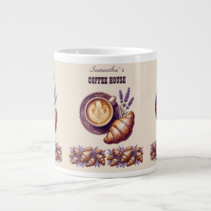 Grande Tasse Cafe Custom Merch Croissant Vintage Avec Lavande