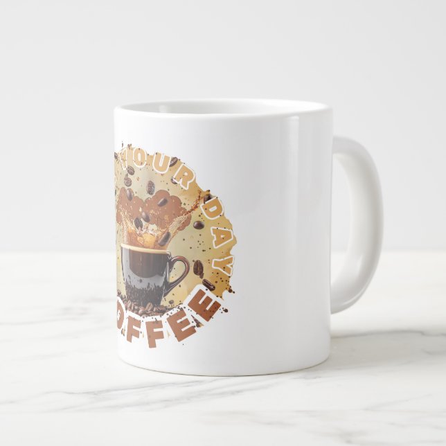 Grande Tasse Caffeine First – Funny Coffee Mug for Coffee Lover (Devant droit)