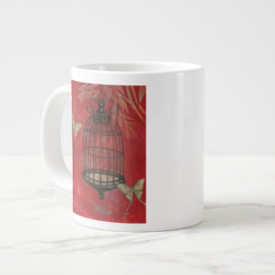 Grande Tasse Cage d'oiseaux décorative avec papillons