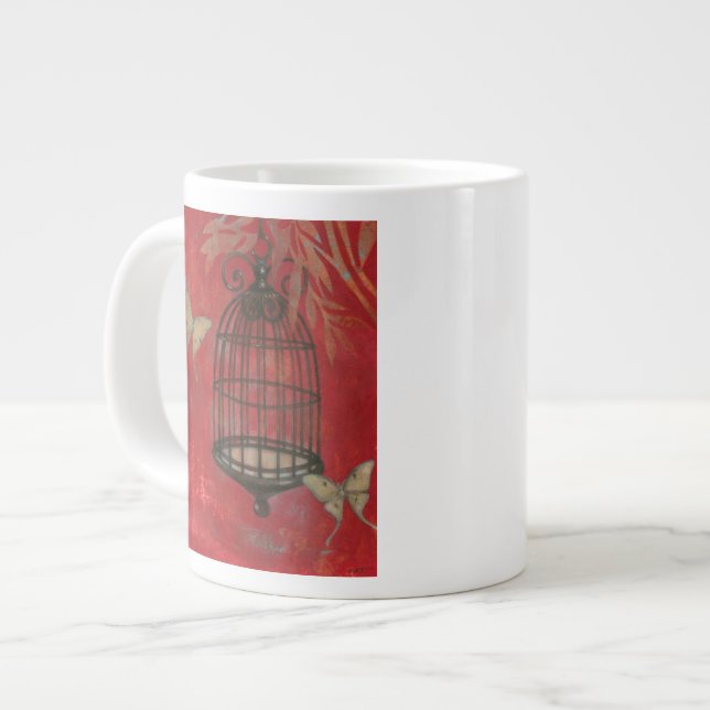 Grande Tasse Cage d'oiseaux décorative avec papillons (Devant gauche)