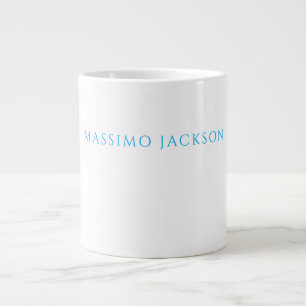 Grande Tasse Calligraphie de nom Script Plain Simple Blanc Bleu