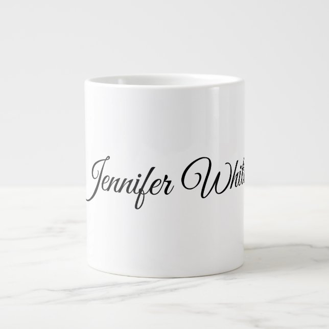 Grande Tasse Calligraphie Elegant noir & blanc Rétro (Devant)