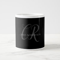 Calligraphie Monogramme Nom Black Grey Cadeau pers
