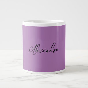 Grande Tasse Calligraphie Plaque Minimaliste Propre Nom Lavande