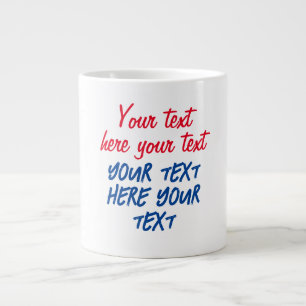 Grande Tasse Calligraphie rouge bleu Votre texte ici Remplacer 
