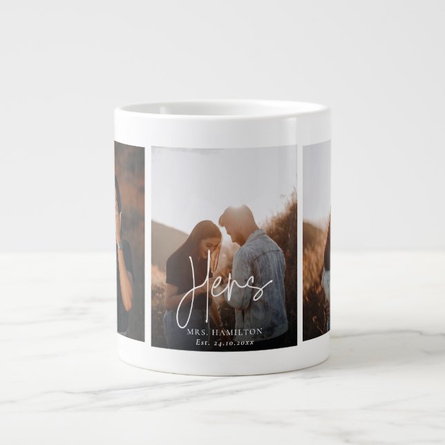 Grande Tasse Calligraphie Whimsical Son Mariage Photo Mug (Devant)