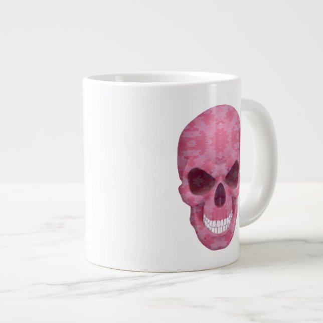 Grande Tasse Camouflage rose Crâne Jumbo Mug (Devant droit)