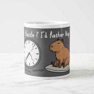 Grande Tasse Capybara Fatigué Humour I'd Rather Nap et Horloge