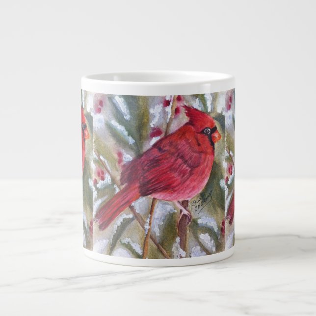 Grande Tasse Cardinal Rouge paisible Mug de café géant (Devant)