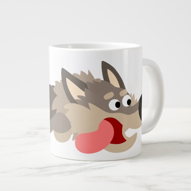 Grande Tasse Caricature de la flotte mignonne Wolf Jumbo Mug (Devant droit)