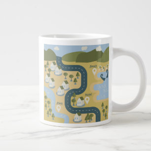 Grande Tasse Caricature élégante paysage carte de voyage