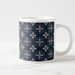 Grande Tasse carreaux géométriques floraux de couleur terreuse