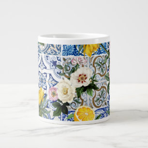 Grande Tasse Carrelage de style sicilien avec fleurs et citron